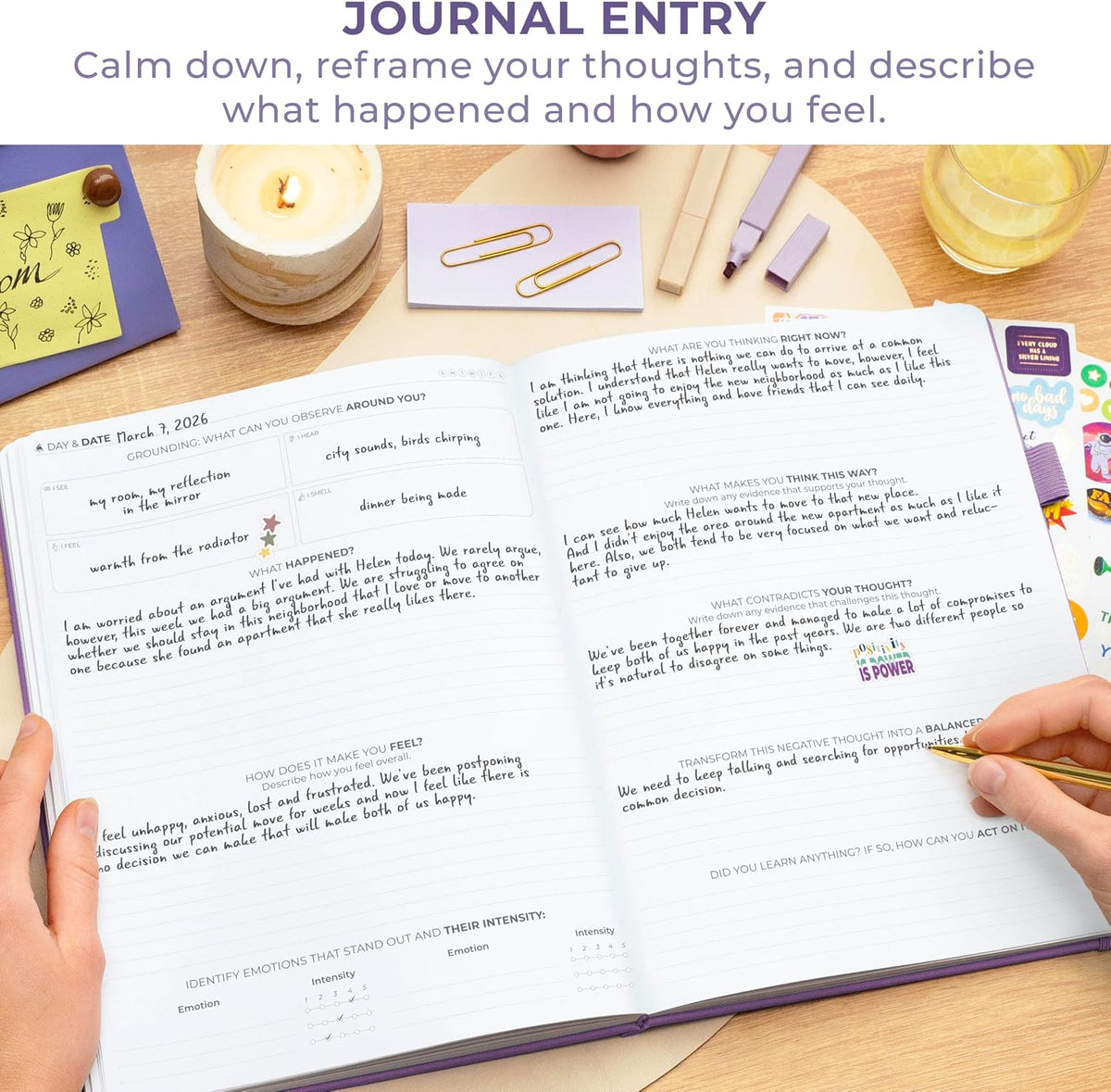 Clever Fox Mental Health & Anxiety Journal CBT Prompts 5.8x8.3 Lavender