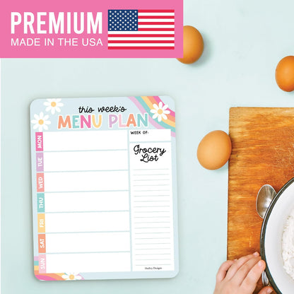 Hadley Designs Weekly Meal Planner for Fridge - Dinner Menu Board for Kitchen, Colorful Weekly Menu Board Dry Erase, Dry Erase Meal Planner for Fridge