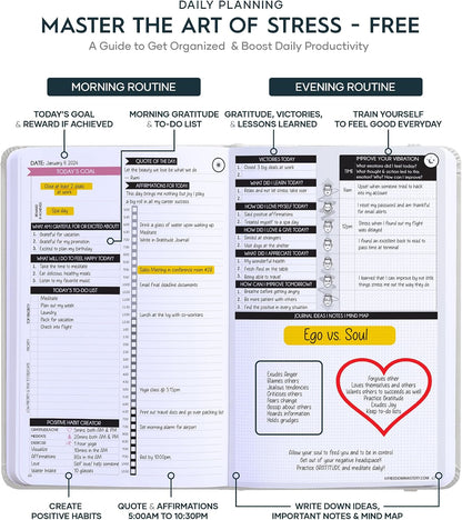 Freedom Mastery Daily Journal of Gratitude, Productivity & Habit Tracker | Undated 90-Day Planner with Daily Reflection, Mindfulness, Positivity, Vision Board & Stickers, Gratitude Journal for Women