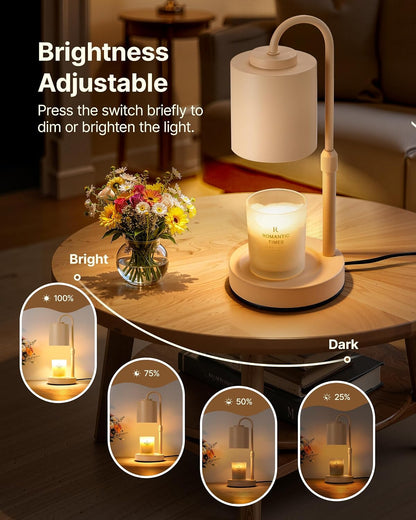CASTLELIFE Dimmable Candle Warmer Lamp with Timer, Height Adjustable Candle Warmer for Jar Candles, Electric Wax Melt Warmer for Home Decor House Warming Gifts, Birthday Gifts for Women, Black Clear