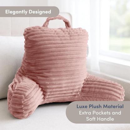 Nestl Reading Pillow with Shredded Memory Foam, Luxe Cut Plush Back Pillow for Sitting Up in Bed, Back and Arms Adjustable Support for Adult & Teens, Backrest Pillows with Washable Cover Dark Grey
