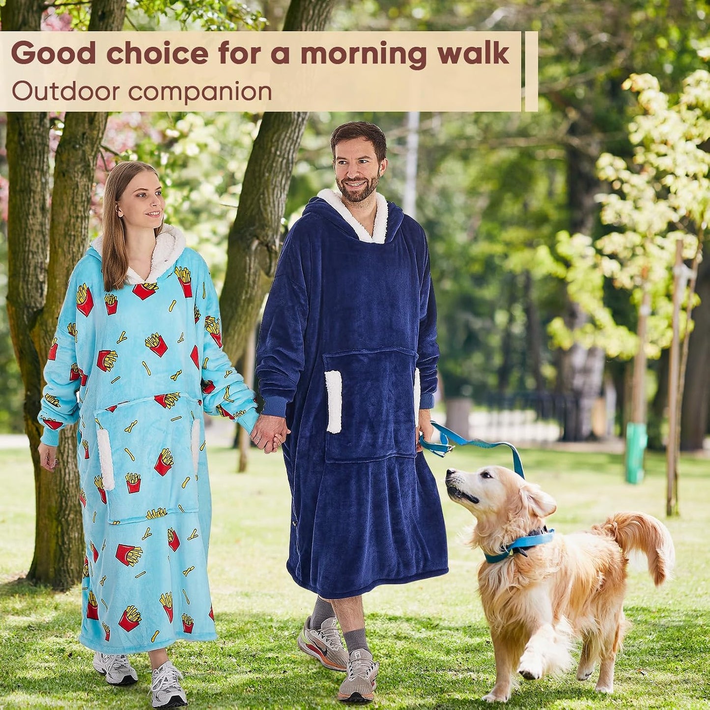 yescool Wearable Blanket Hoodie, Flannel Sherpa Fleece Blanket Sweatshirt for Adults Women Men,One Size Fits All - Colors A