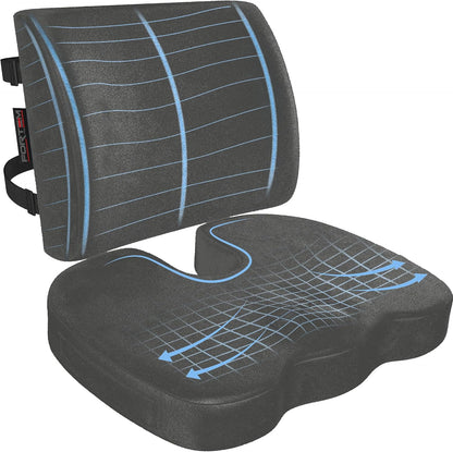 FORTEM Seat Cushion, Office Chair Cushion, Lumbar Support Pillow for Office Chair, Memory Foam Car Seat Cushions, Sciatica Coccyx Tailbone Pain Relief, Cushions for Back Support, Washable, Non Slip