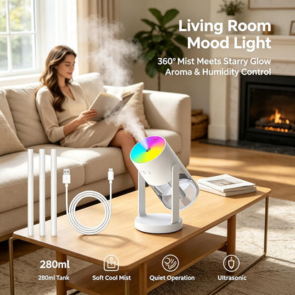 UEISODC bedroom humidifier, desktop USB humidifier, car air freshener, relieves tight skin, cough, nasal congestion, allergies and dry air，With automatic shutdown, silent operation
