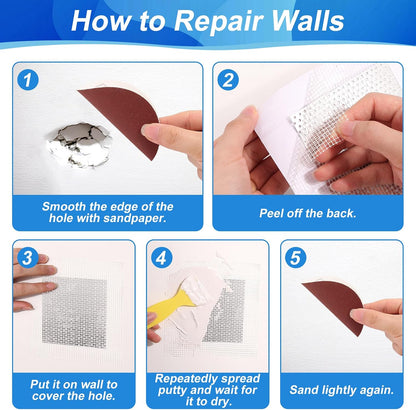 Drywall Repair Kit, Drywall Patch Repair Kit with 8.8OZ White Wall Repair Putty, Scraper Sandpapers Gloves for Heavy Duty Plaster Wall Repair, Easy to Fill Holes in Home Wall & Quick Repair Crack