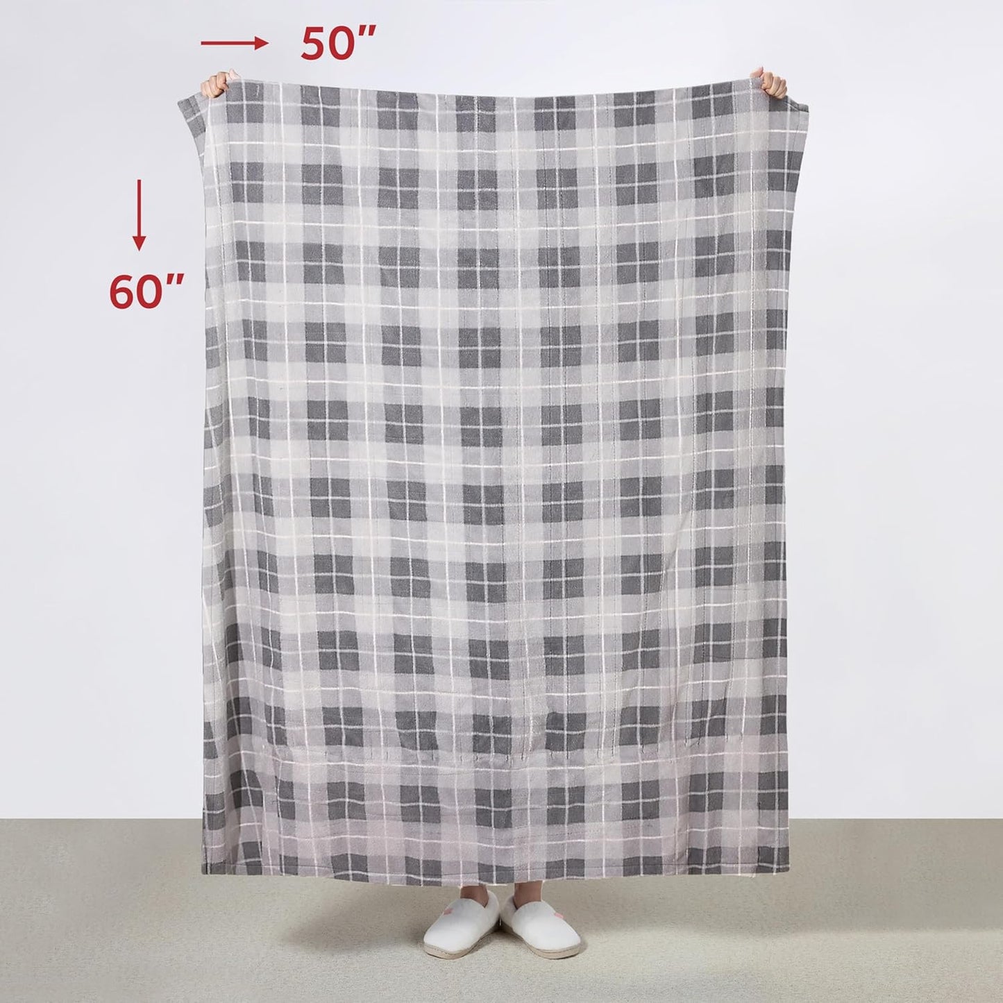Sunbeam Electric Throw Royal Luxe Microplush Heated Blanket, 4 Heat Settings, 4-Hour Auto Shut-Off, Fast Heating, Warm and Cozy, Walnut Color, 50" x 60"