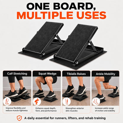 2 Pack Adjustable Slant Board for Calf Stretching, Steel Calf Stretch Board 20°-40° Non-Slip Squat Wedge with Handle for Exercise Rehab Leg Stretch and Plantar Fasciitis Relief