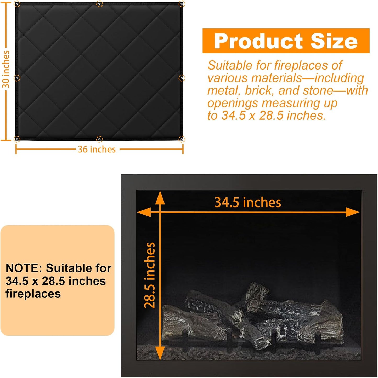 MyLifeUNIT Magnetic Fireplace Cover, 36" x 30" Fireplace Draft Stopper | Strong magnetic seal, durable oxford fabric, Blocks drafts & heat loss, year-round energy saving