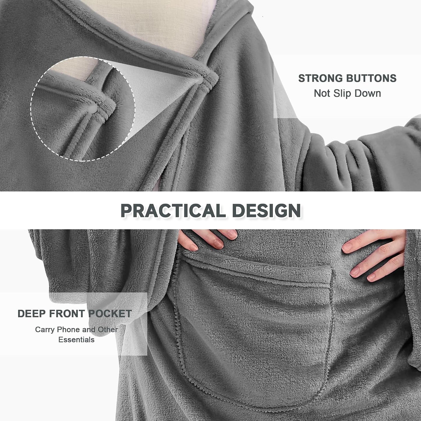 IFNOW Fleece Wearable Blanket with Sleeves, Oversized Snuggle Robe