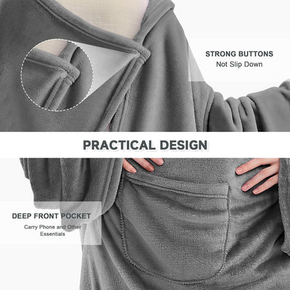 IFNOW Fleece Wearable Blanket with Sleeves, Oversized Snuggle Robe
