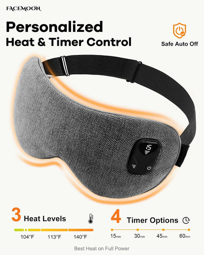 Cordless Heated Eye Mask for Dry, Tired Eyes, Hot Compress with Flaxseed Nose Bridge for Better Blackout & Focused Warmth, Rechargeable Warm 3 Heat Levels, 4 Timers, No Microwave Needed, Pink