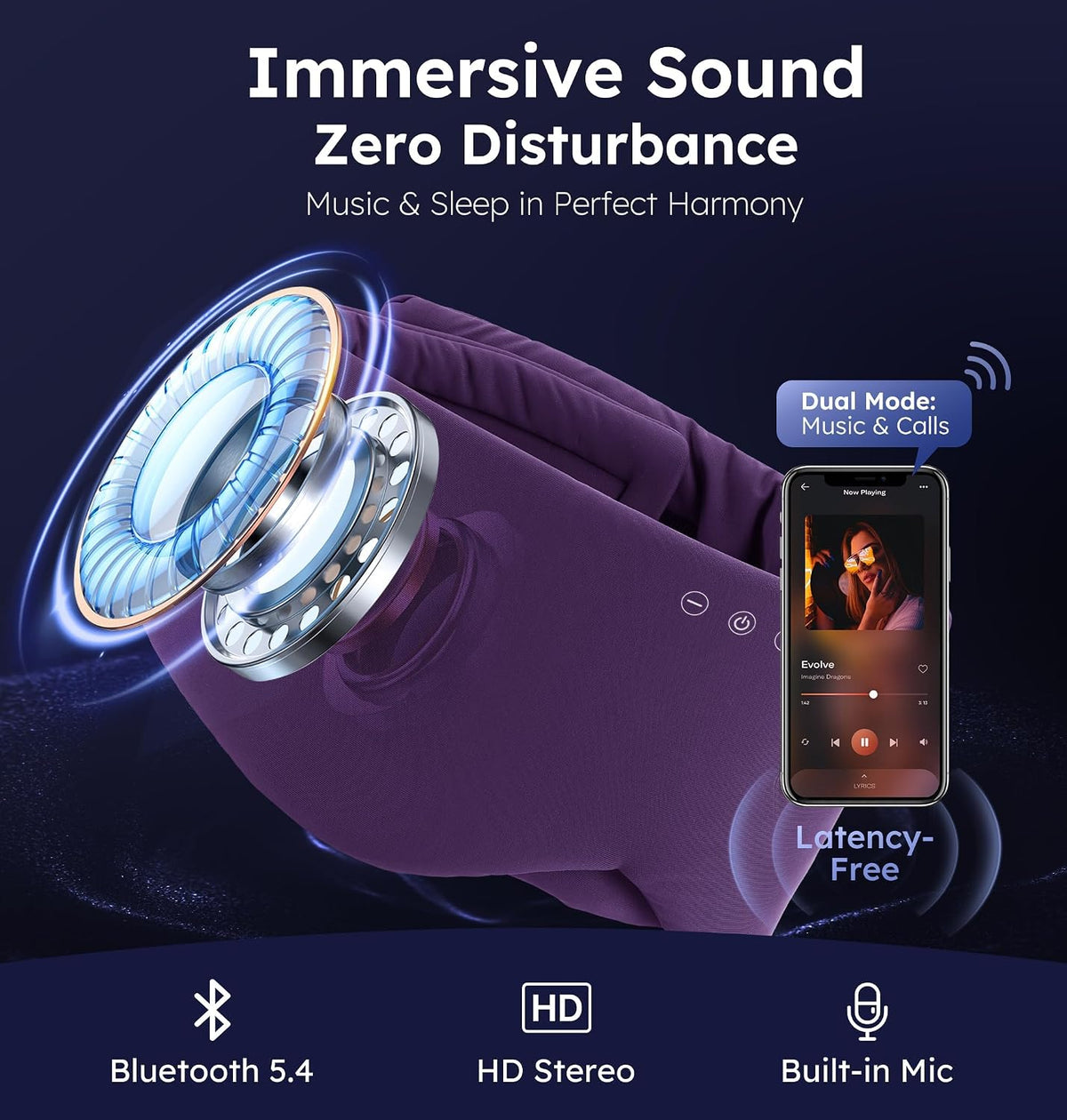 Luxury Bluetooth 5.4 Sleep Mask for Adults - Ice Fiber Cooling & HD Sound, 100% Light Blocking Adjustable Eye Cover for Travel & Side Sleepers - Soft Sleep Headphones with 10H Playtime