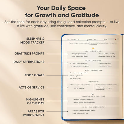 Gratitude & Self-Care Journal - Guided Mindfulness & Mental Health Journal All-in-One with Prompts for Self Discovery - Daily Journal for Men & Women (A5, Black) - PRODUCTIVITY STORE