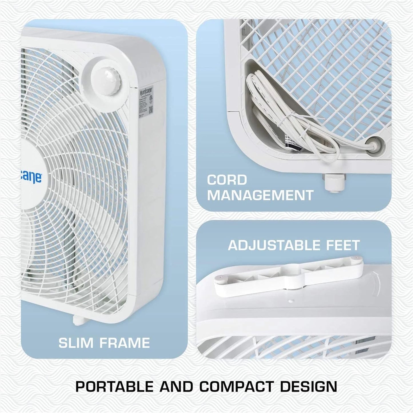 Hurricane Classic Floor Box Fan with 3 Speed Settings, Black - 20in | Corded Portable Electric Air Cooling Unit w/ Powerful 2400 CFM Airflow for Home, Garage, Office, Bedroom & Basement