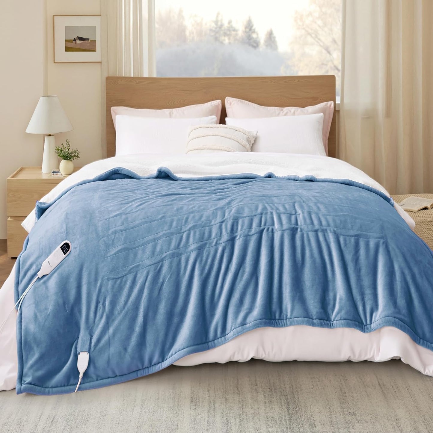 Bedsure Heated Blanket Throw Blanket with Preheat Function - Fast Heating Electric Blanket, Soft Flannel Throw with 6 Time Settings(Up to 10H), 6 Heating Settings, Gifts for Grandma (50"x60", Grey)