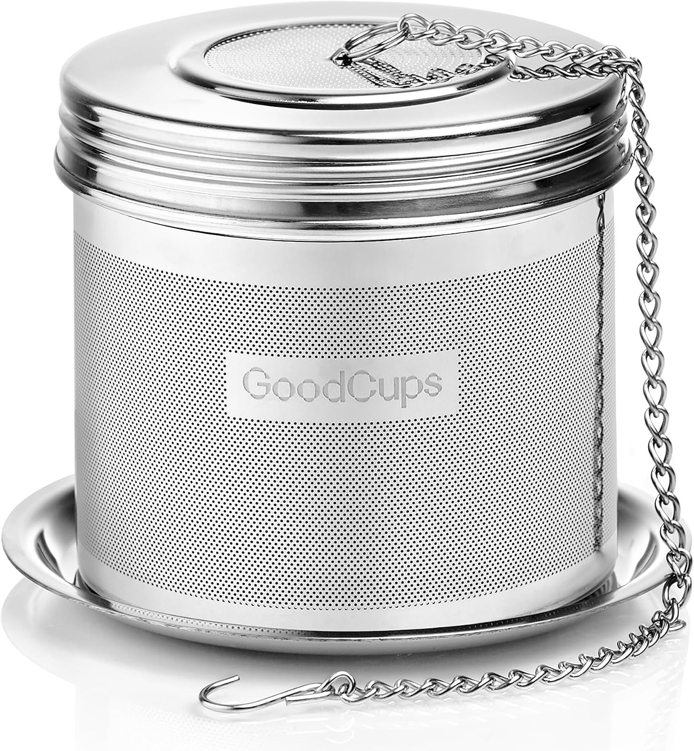Stainless Steel Tea Infuser for Loose Leaf Tea, Small (1.5” Diameter x 2.2” Height) – Extra Fine Mesh Strainer with Chain Hook & Lid, Reusable Tea Steeper for Mugs, Cups & Teapots