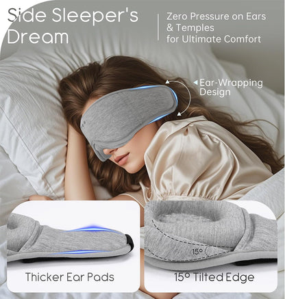 Sleep Mask with Headphones Bluetooth 5.4, TOPOINT 3D Eye Mask Blackout with Soft Bamboo Cotton for Side Sleepers Women Men, Sleep Headphones Earphones HD Speaker Microphone for Travel Meditation Gift