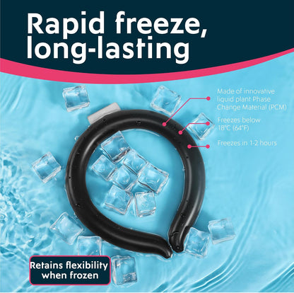 Magic Gel Neck Cooling Tube - Cooling Neck Ring - Reusable Ice Ring Wraps - Necks, Face Ice Coolers - Frozen Cool Wraps, Tubes for Summer Heat, Extremely Hot Weather - 2 Pack, B&W