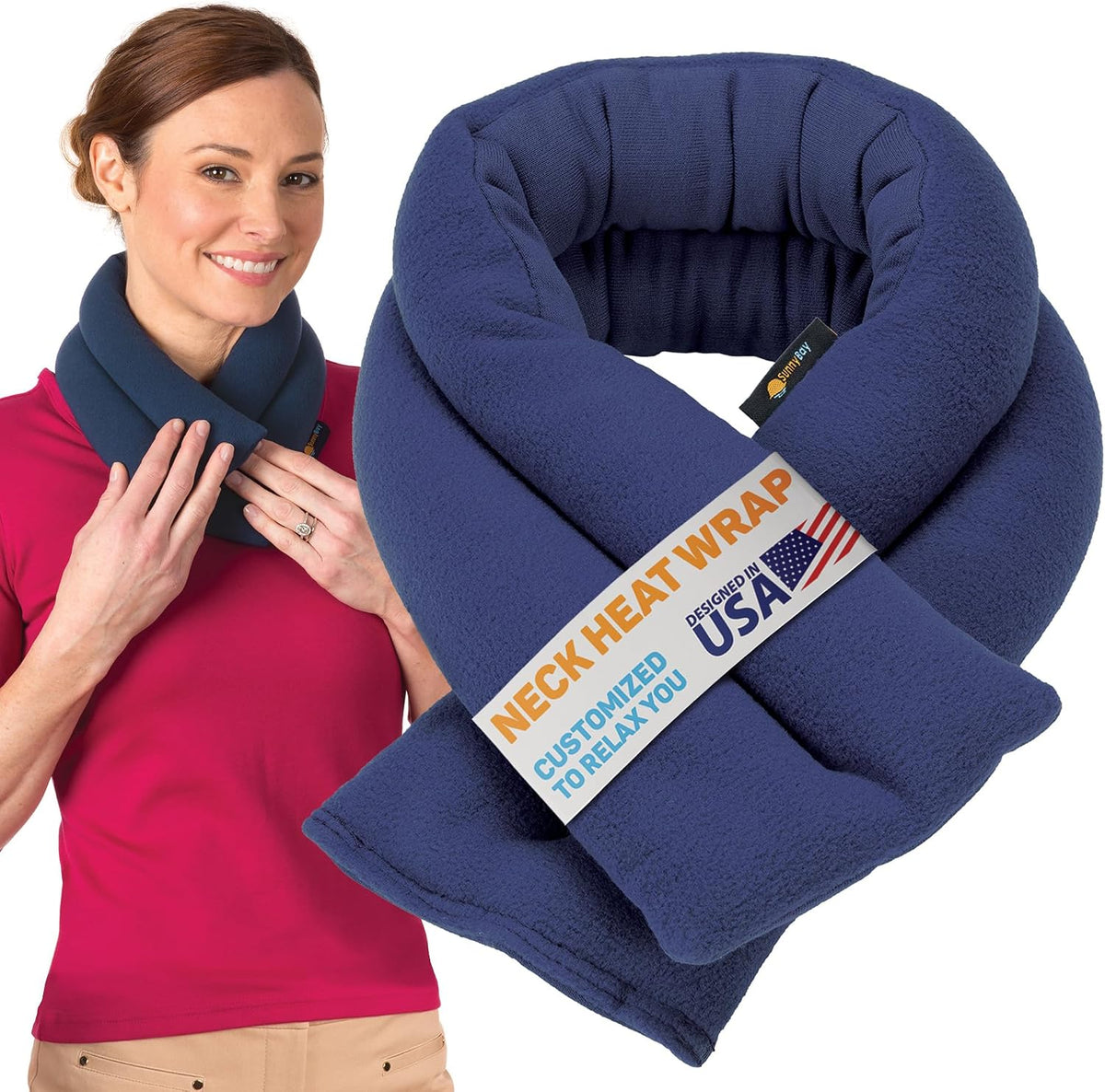 SunnyBay Microwavable Heating Pad for Neck and Shoulder, Heated Neck Wrap, Microwave Heat Pad, Weighted Beanbag Moist Hot or Cold Compress, 2.2 lbs, 26x4 Inches, London