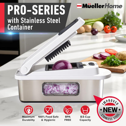 Mueller The Real Original Pro Vegetable Chopper & Mandoline Slicer, 10-in-1 | since 2013, 8 Blade Food Veggie Chopper, Onion Vegetable Cutter with Container, Kitchen Gadgets & Essentials