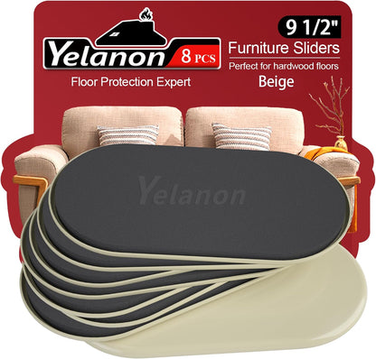 Furniture Sliders for Carpet – 8 Pcs 9.5" Beige Movers | Durable sliders for furniture on carpet. Easy moving pads glide over rug. Long-lasting for heavy furniture. Protects floors.