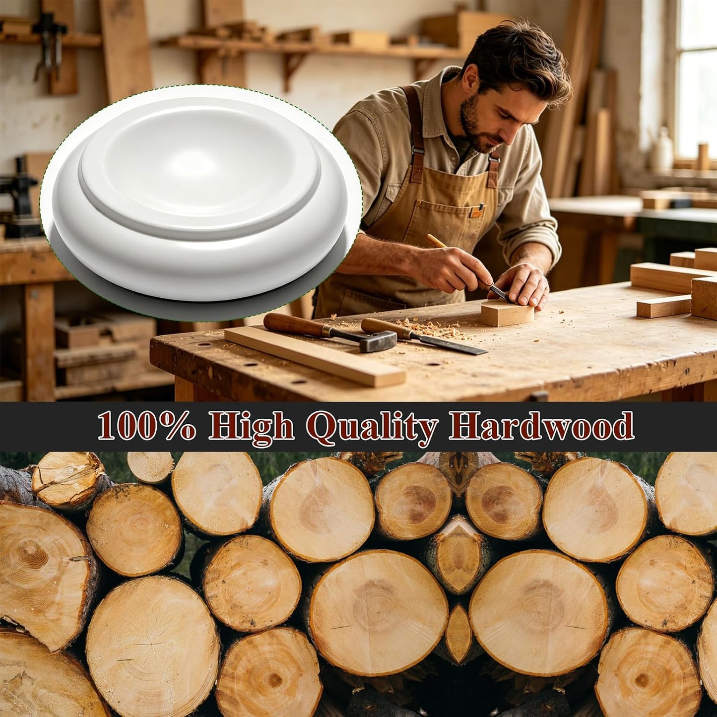 4 Pcs Solid Wood Upright Piano Caster Cups,Furniture Caster Cups,HilerPunk Sofas Beds Chairs Wheel Caster Cups Pads,with Non-Slip & Anti-Noise Felt Pads,for Hardwood Floor Protectors-Natural Wood