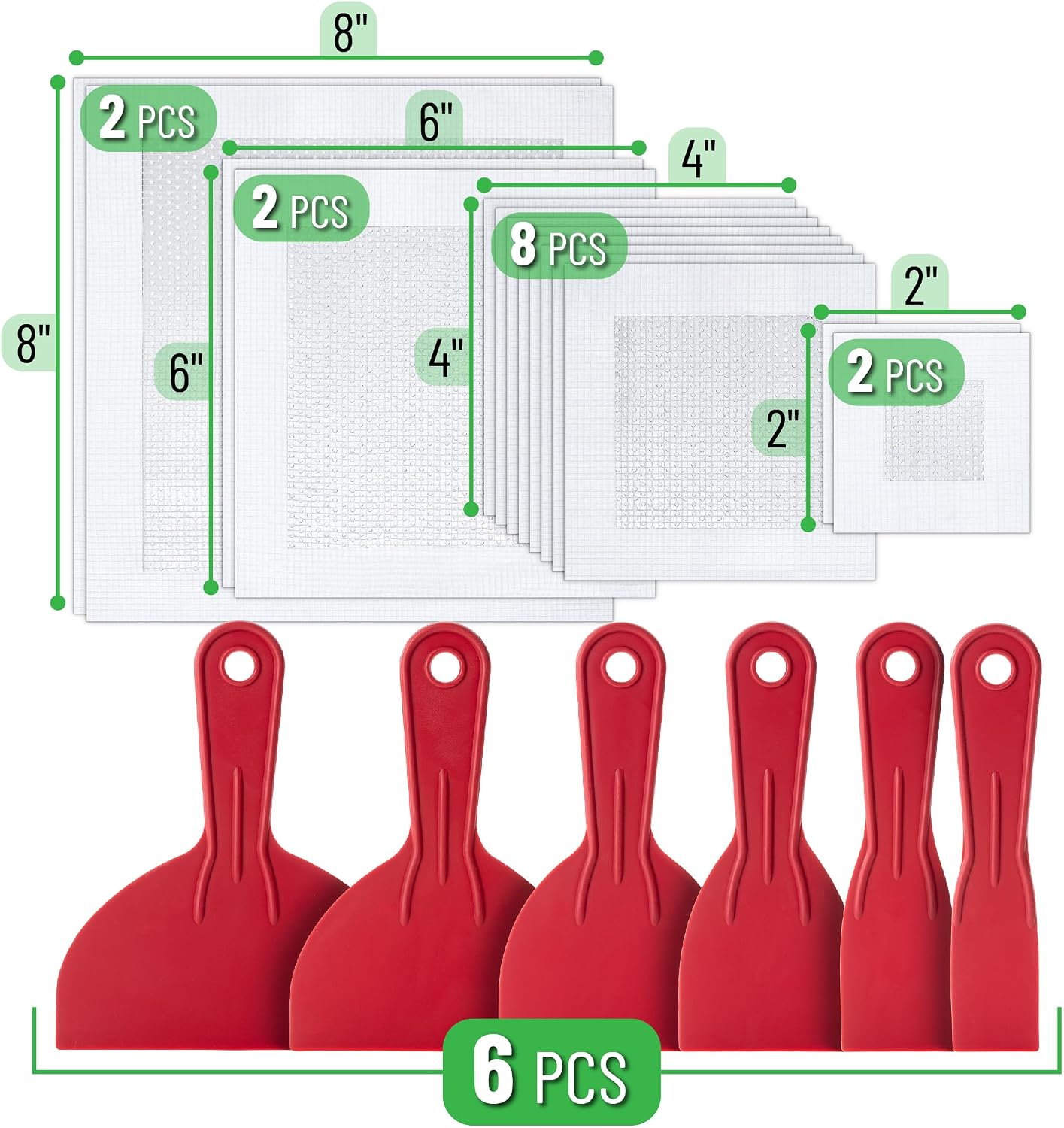 Bates- Drywall Repair Kit, 16 pcs, Aluminum Wall Repair Patch Kit | for Wall Hole Repair, Sanding and Patching