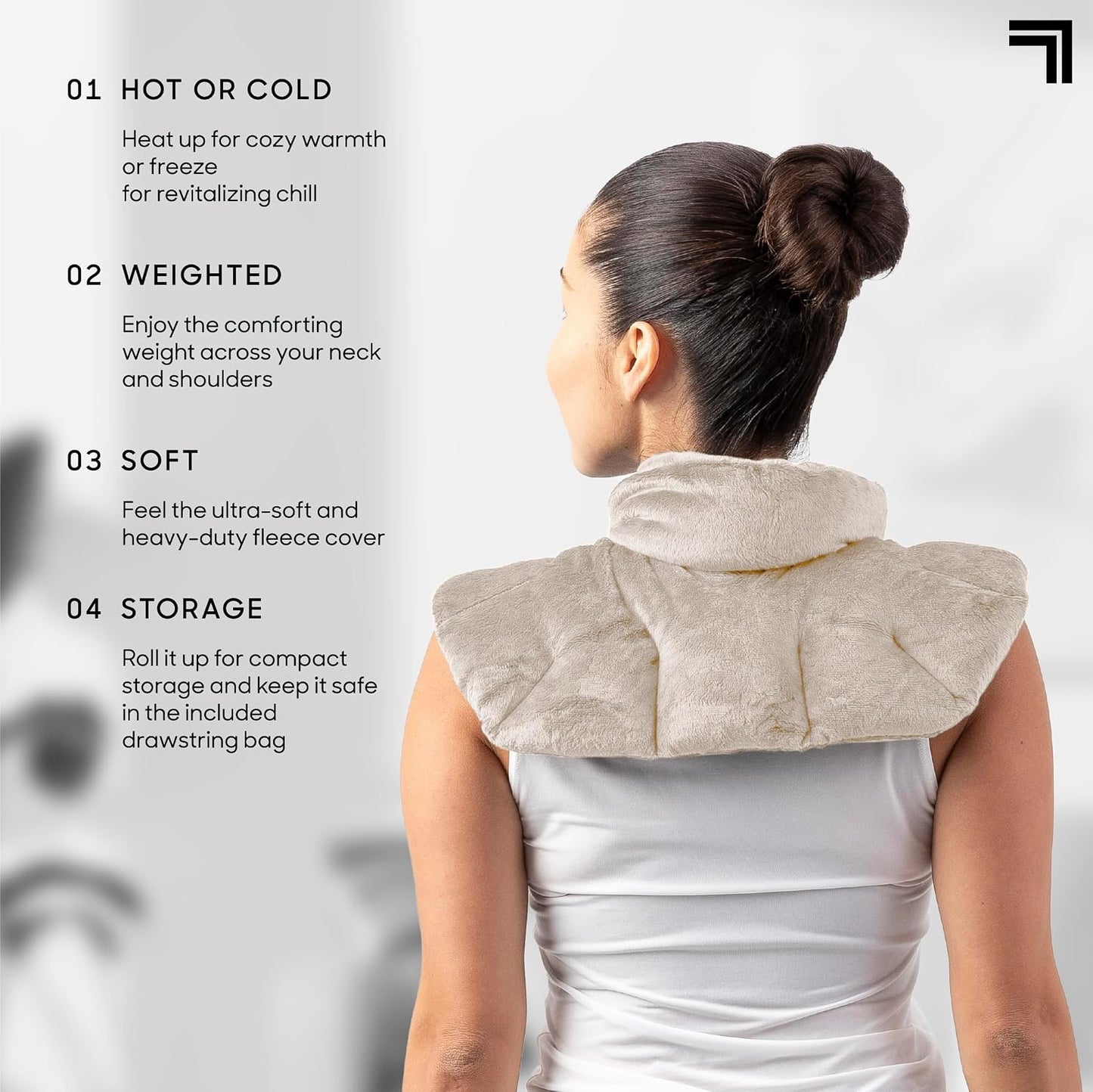 Sharper Image Unscented Heated Neck & Shoulder Wrap - Microwavable Warm & Cooling Plush Pad, Weighted for Pain, Tension & Stress Relief Therapy, Gift for Women & Men