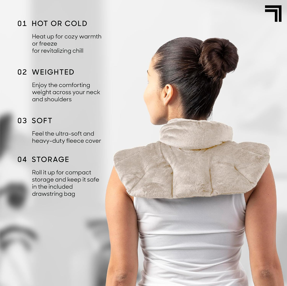 Sharper Image Unscented Heated Neck & Shoulder Wrap - Microwavable Warm & Cooling Plush Pad, Weighted for Pain, Tension & Stress Relief Therapy, Gift for Women & Men