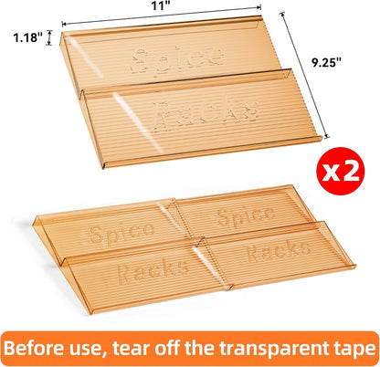 Spice Drawer Organizer, 8 Pack Clear Seasoning Organizer Rack | Expandable From 11" to 22" Wide, Kitchen Spice Rack Organizers for Drawer, Countertop, (Jars Not Included)