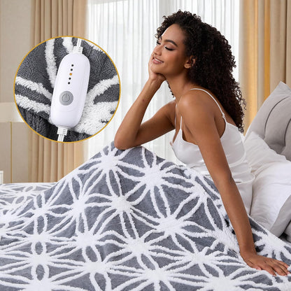 Soypipo Electric Heated Throw Blanket 50"x60", Faux Fur Plush with 4 Heat Settings & 2/4/8/10H Auto Shut-Off, Overheat Protection, Machine Washable, for Office & Chair, Dark Grey