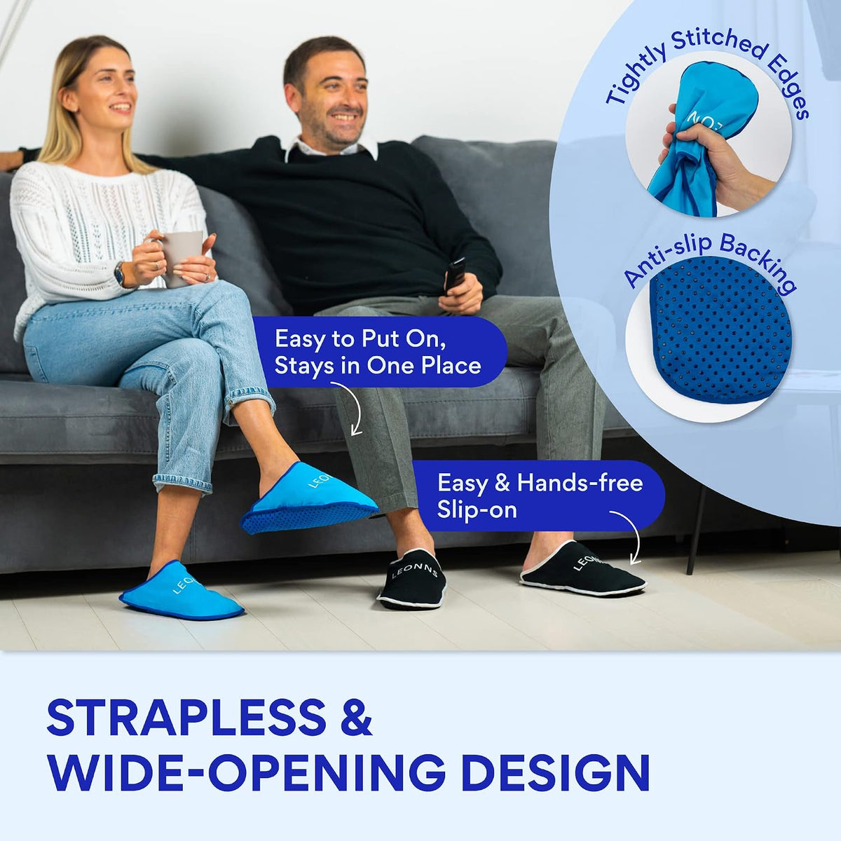 Gel Ice Pack Slippers for Foot Pain, Provides Hot and Cold Therapy, Blue