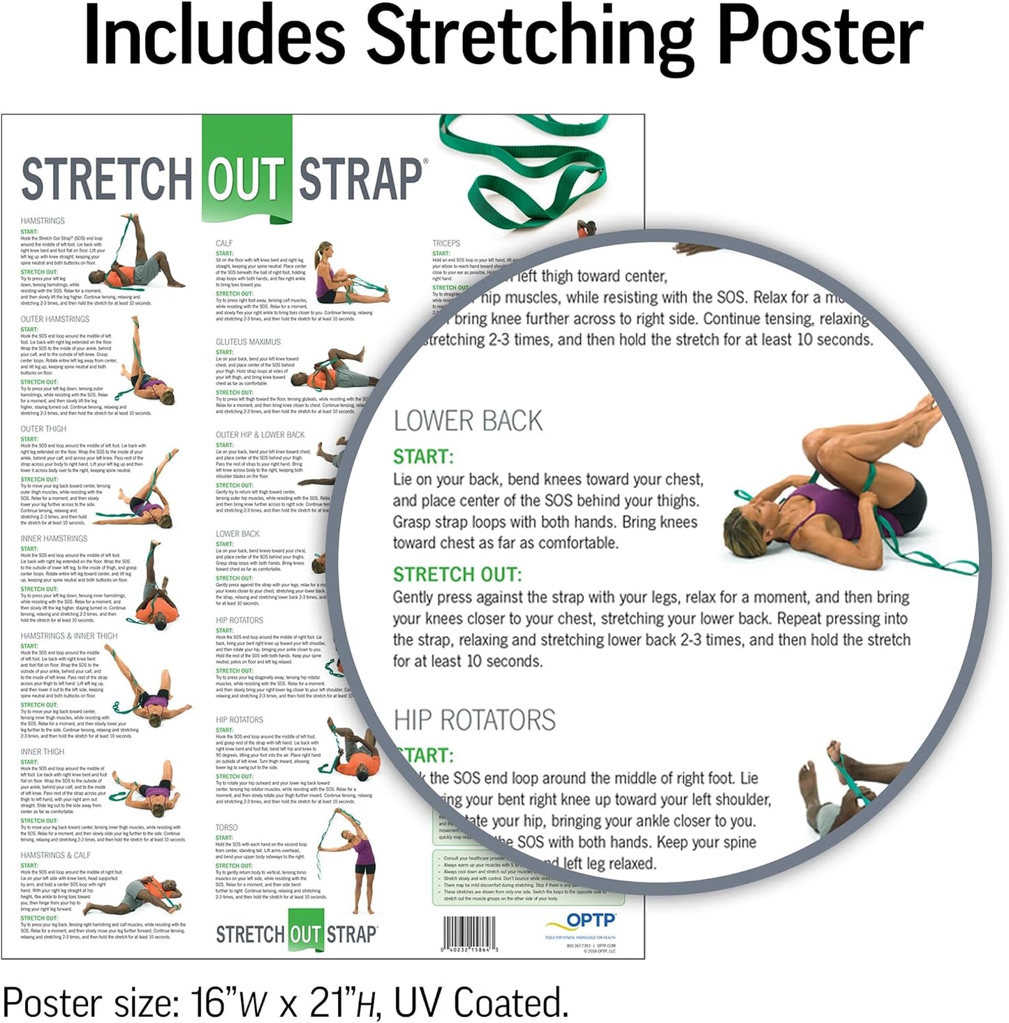 OPTP The Original Stretch Out Strap with Exercise Poster, USA Made Top Choice Stretch Out Straps for Physical Therapy, Yoga Stretching Strap or Knee Therapy Strap