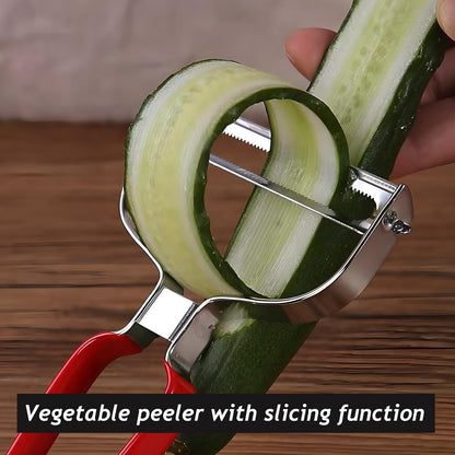 Larger Wide Mouth Kitchen Vegetable Peelers Cabbage Peeler (Serrated Y- Peeler) (Red)