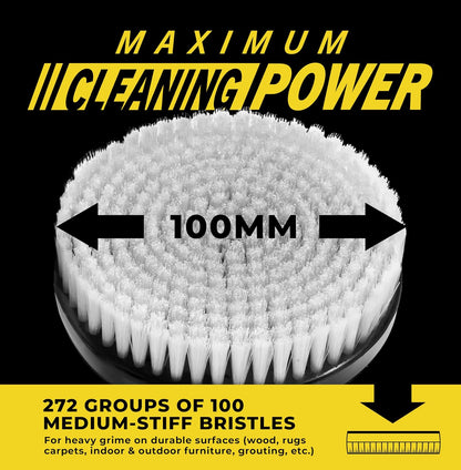 VViViD Drill Backing Plate + Power Scrub Brush Attachment, 150mm Diameter Large Surface Area, Medium-Stiffness Bristles