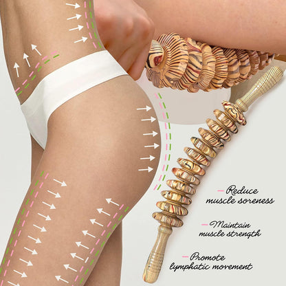 Manual Wood Therapy Massage Stick, Wooden Cellulite Muscle Roller for Legs | Body Sculpting, Lymphatic Drainage Massager, Wooden Massage Tools for Trigger Points Relief, Sore Muscle Recovery