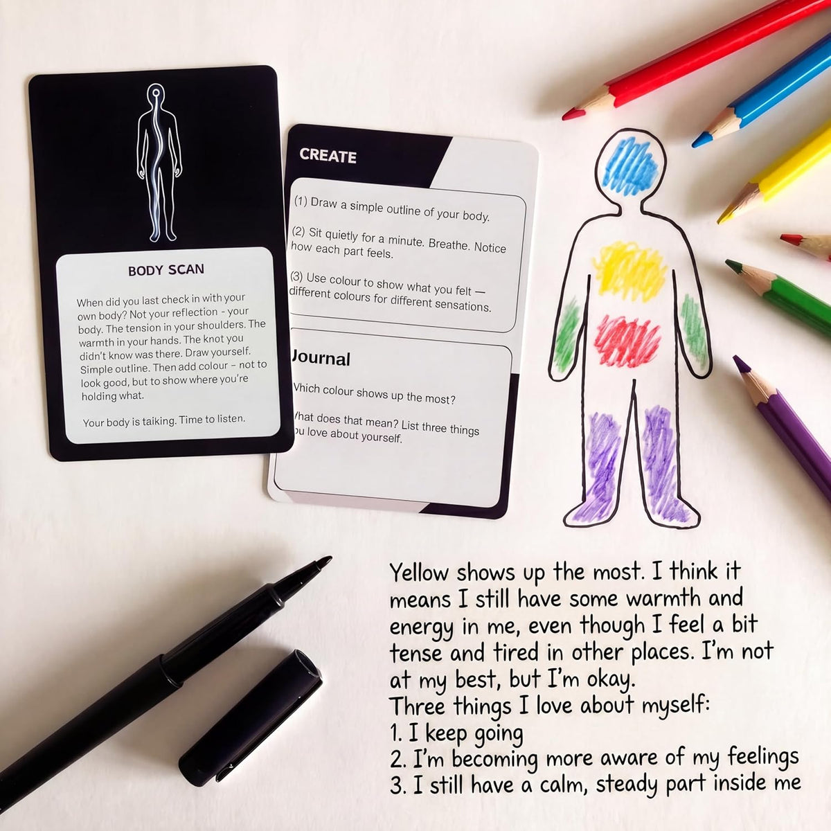 Art Therapy Cards, 42 Guided Drawing & Reflection Journal Prompts for Adults, Art Therapy Supplies, Emotional Regulation & Mental Health Gift