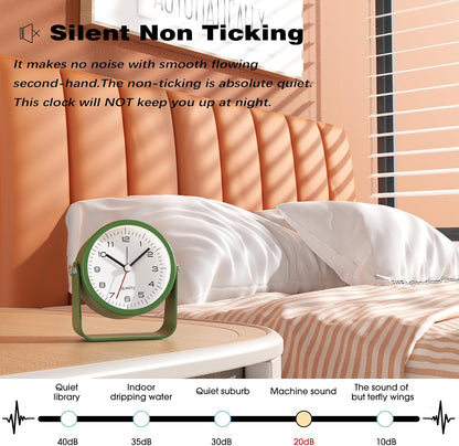 AYRELY® 3.5" Small Analog Travel Alarm Clock, Battery Operated Desk Clock | Cute Table Clock with Light, Adjustable Angle, Bedside, Bedrooms, Kids' Rooms and Living Room Decor (Orange)
