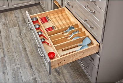 Rev-A-Shelf Trim-to-Fit Wooden Knife Block Drawer Divider, 33.13"x22" | Cutlery Tray Organizer Insert for Kitchen Drawer, Maple, 4WUTKB-36SH-1