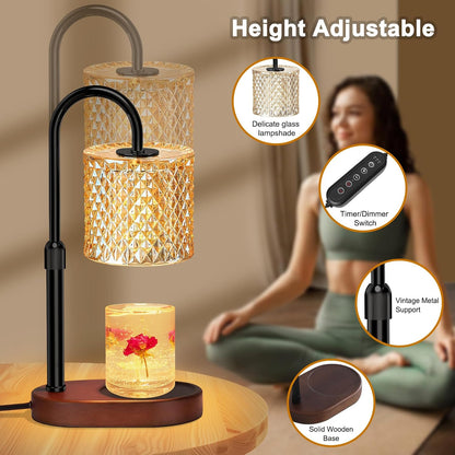 ZENLEA Candle Warmer Lamp with Timer, Candle Lamp with Dimmer, Wax Warmer Height Adjustable for Home Decor, Wax Melt Warmer for Scented Candles