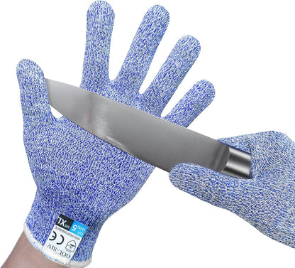 A5 Cut Resistant Gloves, Level 5 Protection, Safety Work Gloves for Kitchen Cutting, Oyster Shucking, Wood Carving, Meat Cutting, Fish Handling, Pink, XL