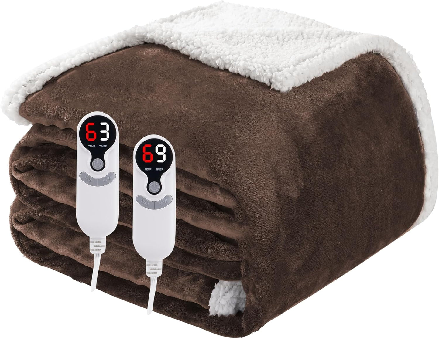 Soypipo Electric Heated Throw Blanket 50"x60", Faux Fur Plush with 4 Heat Settings & 2/4/8/10H Auto Shut-Off, Overheat Protection, Machine Washable, for Office & Chair, Dark Grey