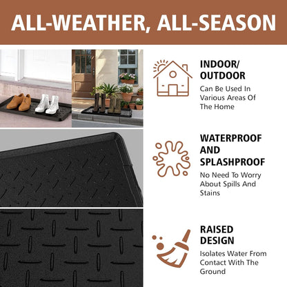 Extra Large Heavy Duty Boot Natural Rubber Shoe Mat for Entryway with Shoes Brush Large Boot Mat Multi-Purpose for Indoor or Outdoor, 16.1x 47.6 Inches