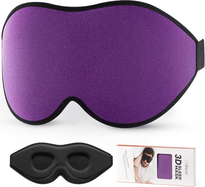 LitBear Sleep Mask for Side Sleeper Women Men, Eye Mask for Sleeping | Light Blocking 3D Contoured Sleeping Mask, Soft Breathable Sleep Eye Mask with Adjustable Elastic Strap for Travel, Black