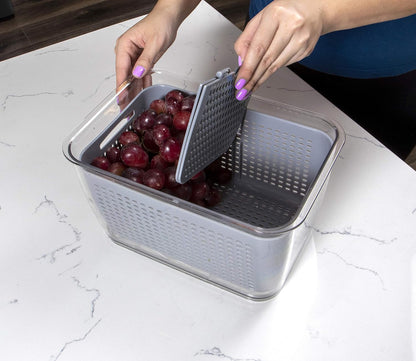 Kitchen Spaces Stackable Fridge Storage Colander Containers, Variety Pack | 3 Sizes to Store Fresh Produce, Organize Washed Fruits and Veggies, Snap and Seal Lids with Adjustable Vents, Hand Wash Only