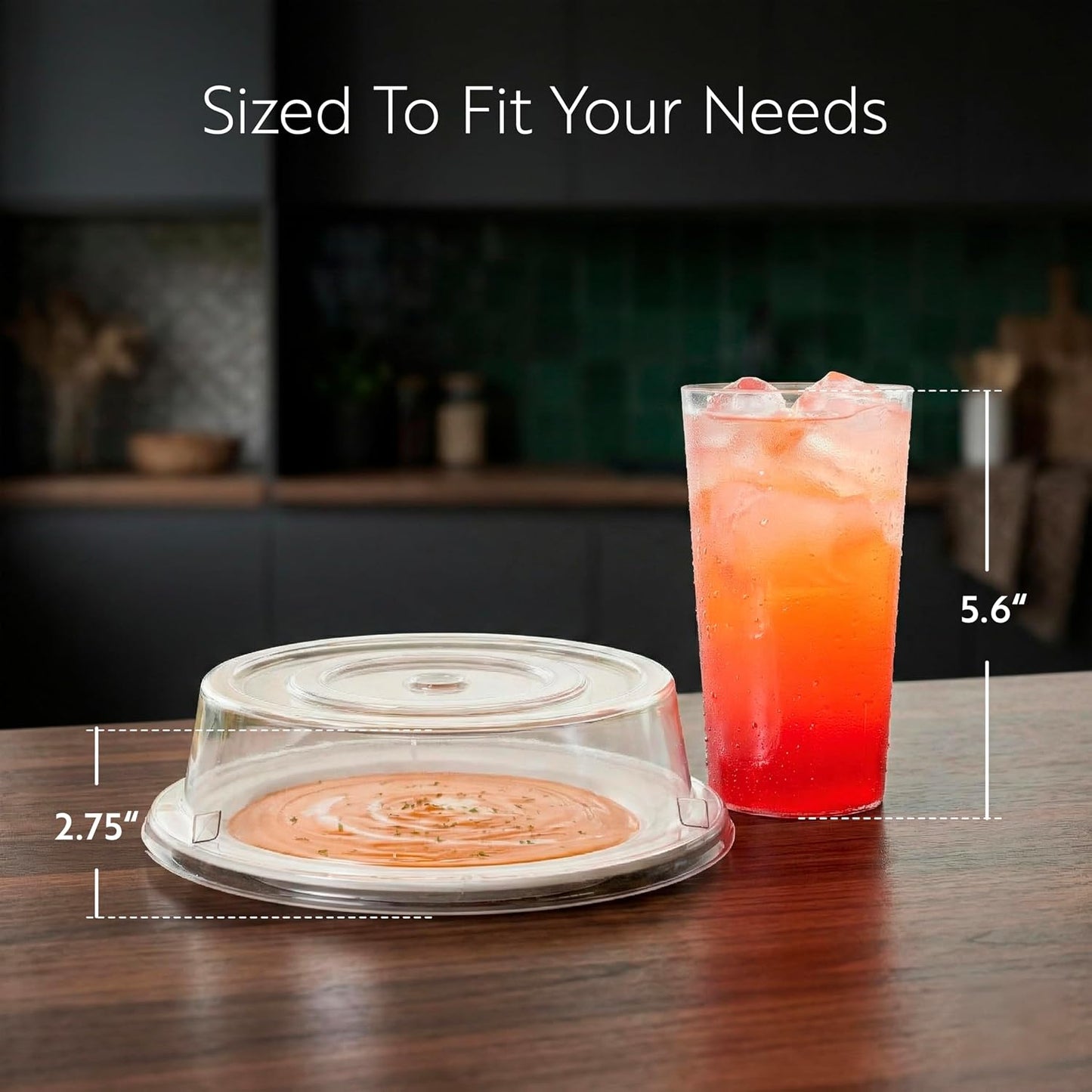Restaurantware Cater Tek 11 Inch Polycarbonate Plate Cover 1 Shatterproof Dish Cover - Microwavable Endures Up To 210F Clear Plastic Splatter Cover With Finger Hole For 11 Inch Plates