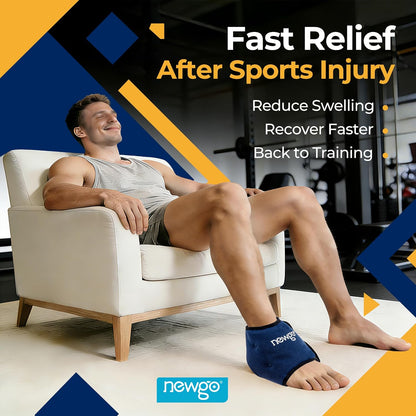 NEWGO Ankle Ice Pack – Adjustable Brace for Plantar Fasciitis & Swelling