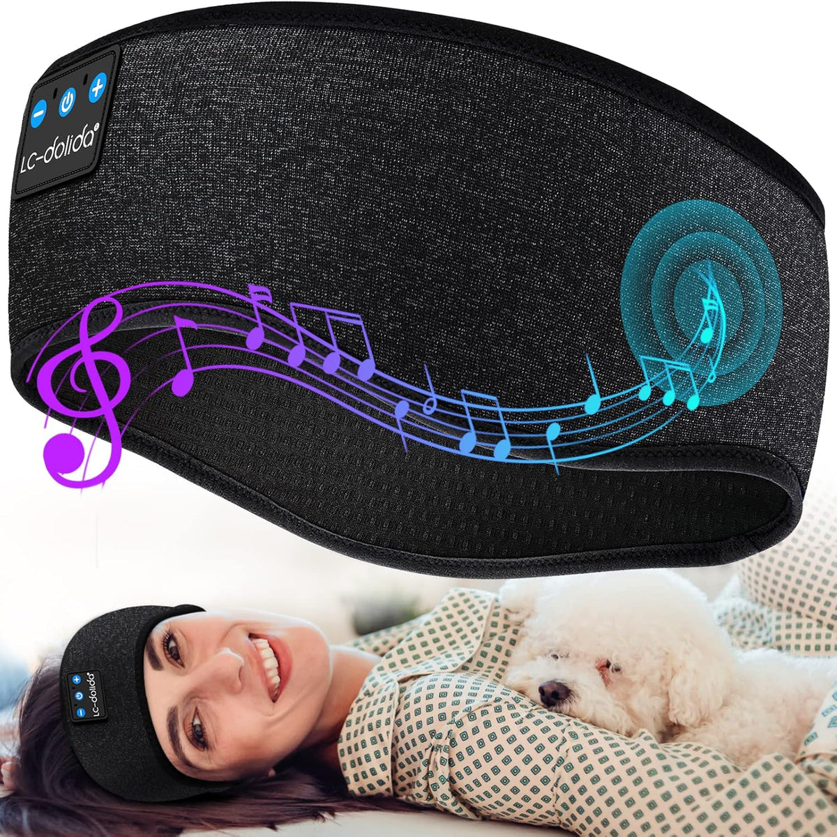 LC-dolida Sleep Headphones Headband Bluetooth 5.4, Sports Headband Earphones Wireless with Speaker Microphone USB C for Women Sleeping Gift Workout Jogging Yoga Insomnia Travel Meditation, Butterfly