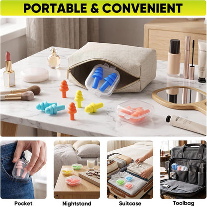 TICONN 12 Pairs Corded Silicone Ear Plugs for Noise Reduction, 25 dB NRR