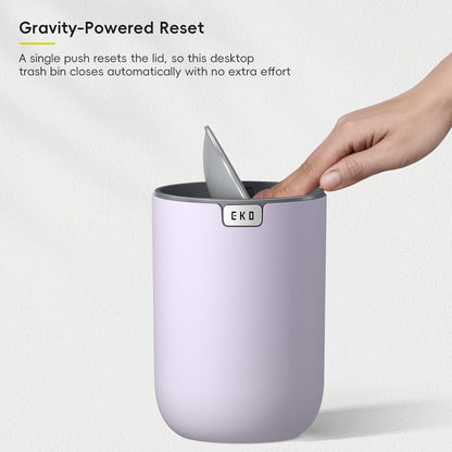 EKO Fandy 0.58 Gal/2.2L Mini Trash Can with Lid, Swing-Top Desktop Trash Can for Bathroom, Countertop, Vanity, Desk or Office, Small Garbage Bin (Blue)